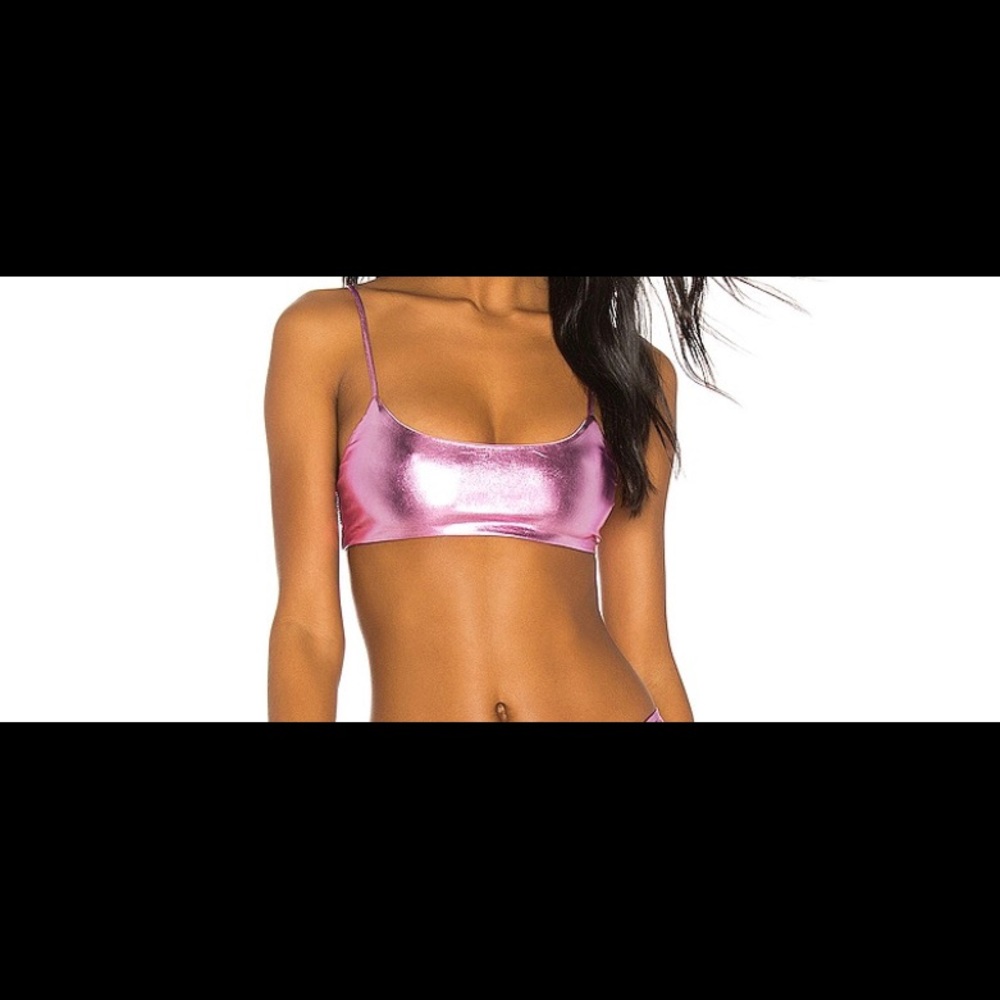 Metallic pink swim top